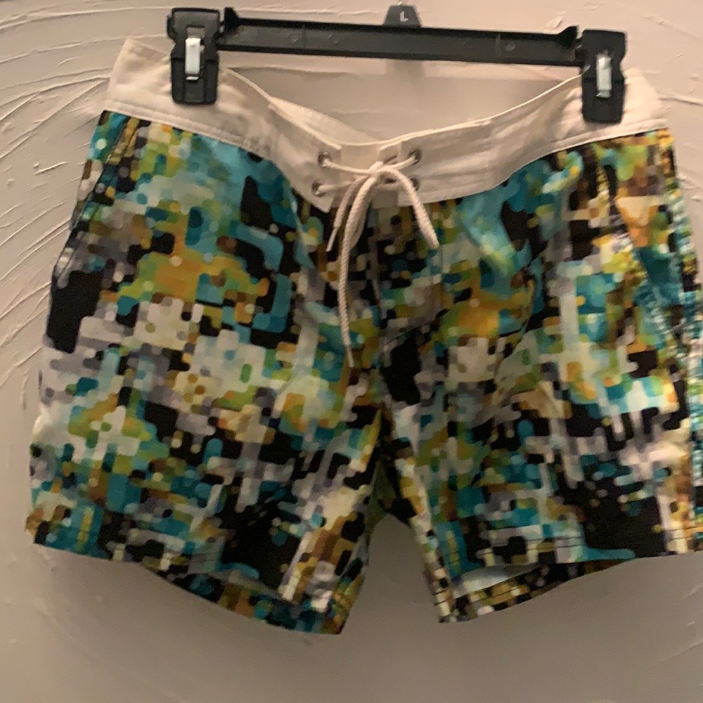 Mr. Turk of California Men’s graphic print swim trunks.